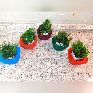 6 Colorful Cement planters